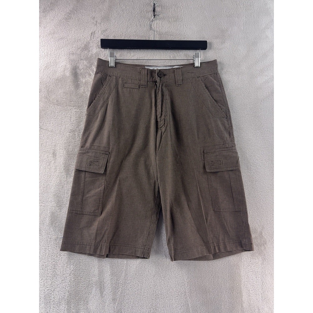 Avirex Cargo Shorts Mens Size 30 Brown Check Y2K Plaid Baggy Skater